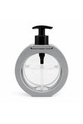 Yuvarlak Şeffaf Hazneli Pompalı Sıvı Sabunluk – Modern Sabun Dispenseri - Gri