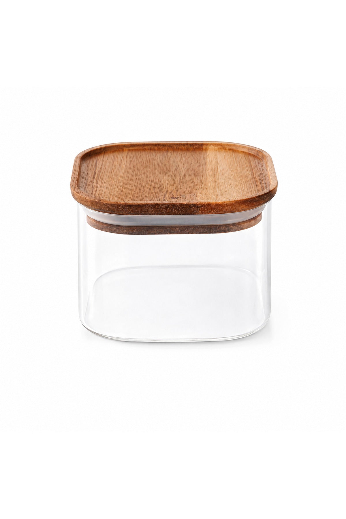 2’li Bambu Kapaklı Mini Cam Saklama Kabı Mutfak Düzenleyici Set - Bambu