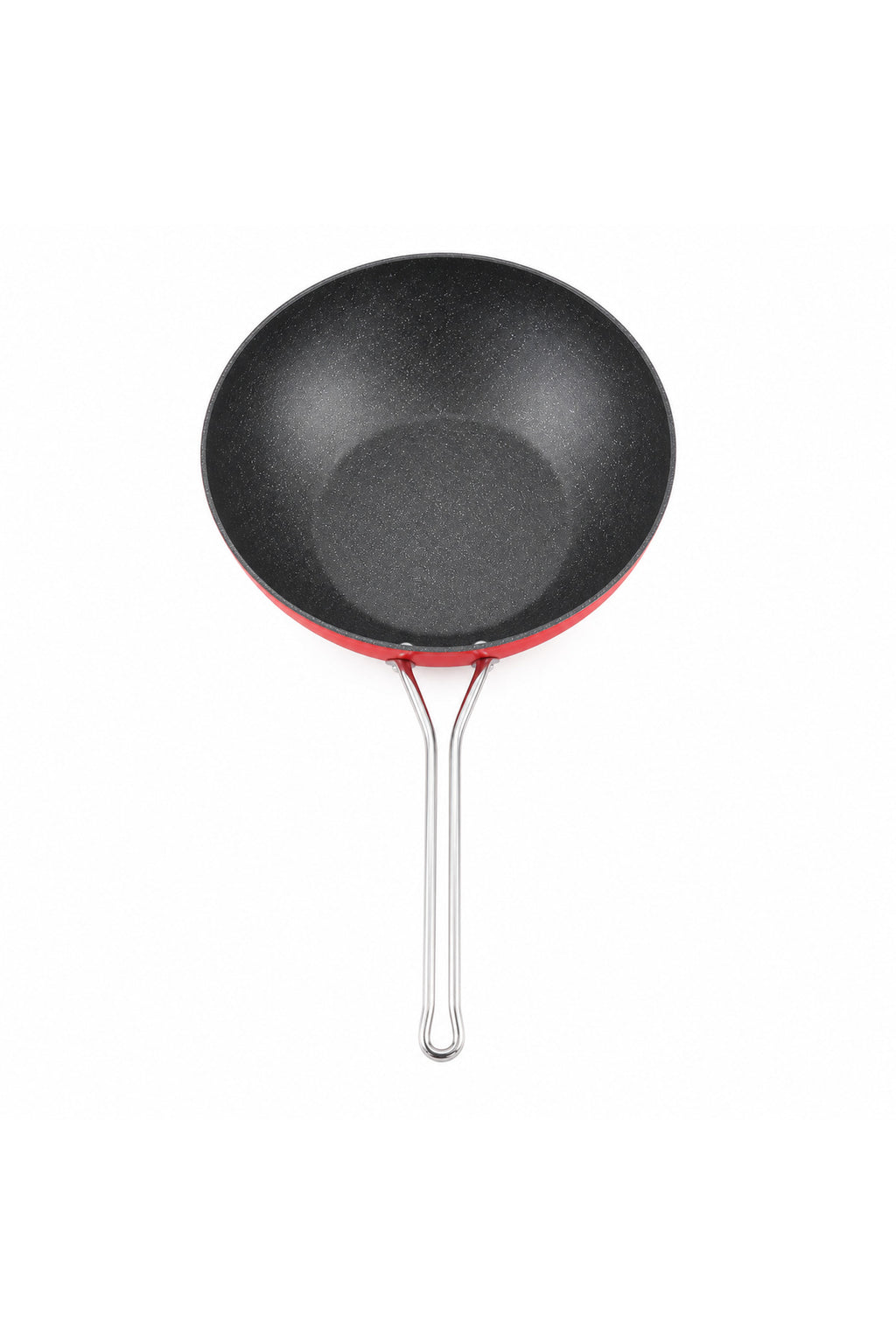 24 cm Kırmızı Titanyum Wok Tava – Derin Yapılı Çift Metal Saplı