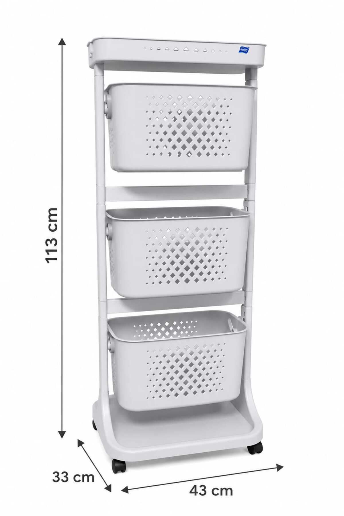 3+1 katlı Sepetli Organizer/Oyuncak Sepeti/Sebzelik/Düzenleyici - Beyaz