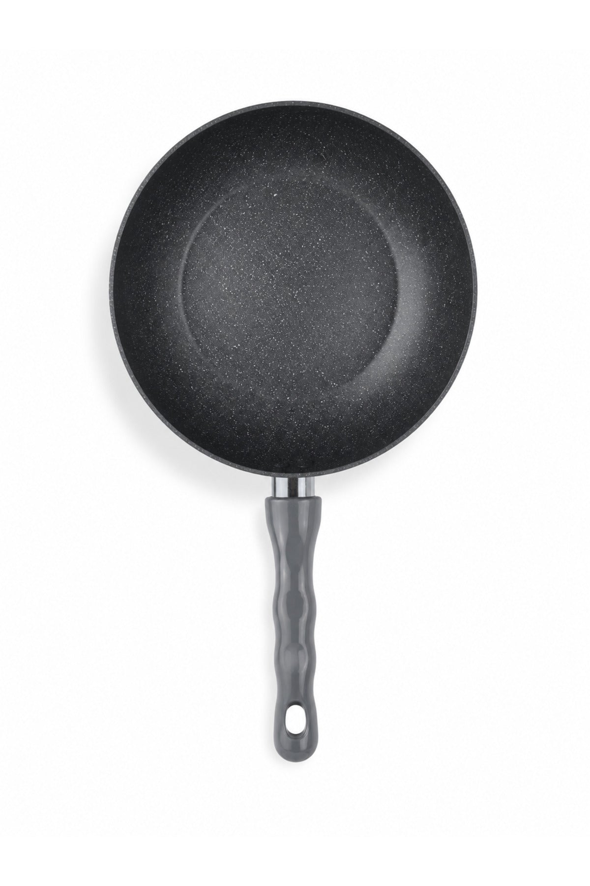 24 cm Granit Wok Tava – Gri Saplı Derin Pişirme Tavası