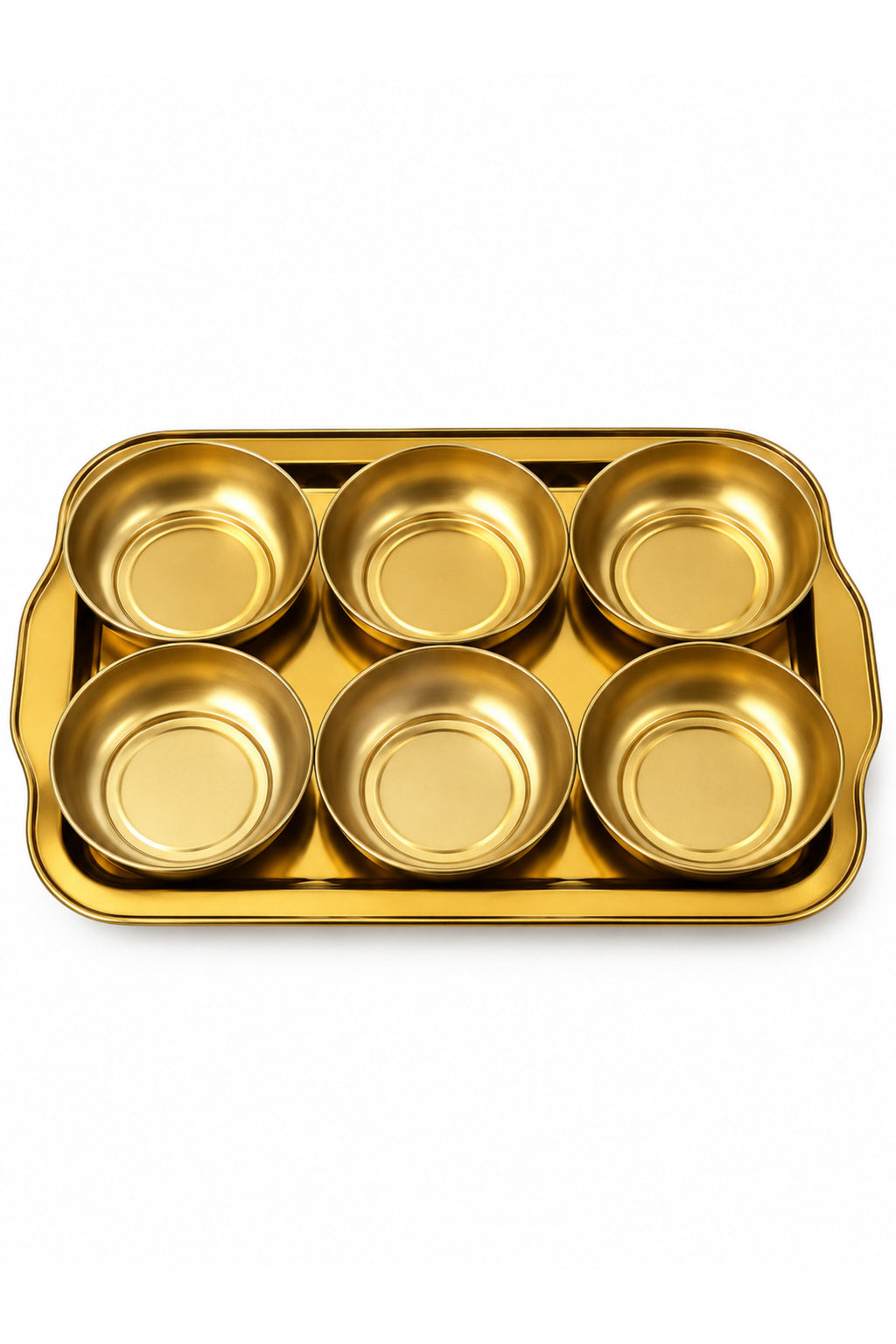 Gold Tepsili Metal Çerezlik Seti Sunum Ve İkramlık Servis Takımı - Altın