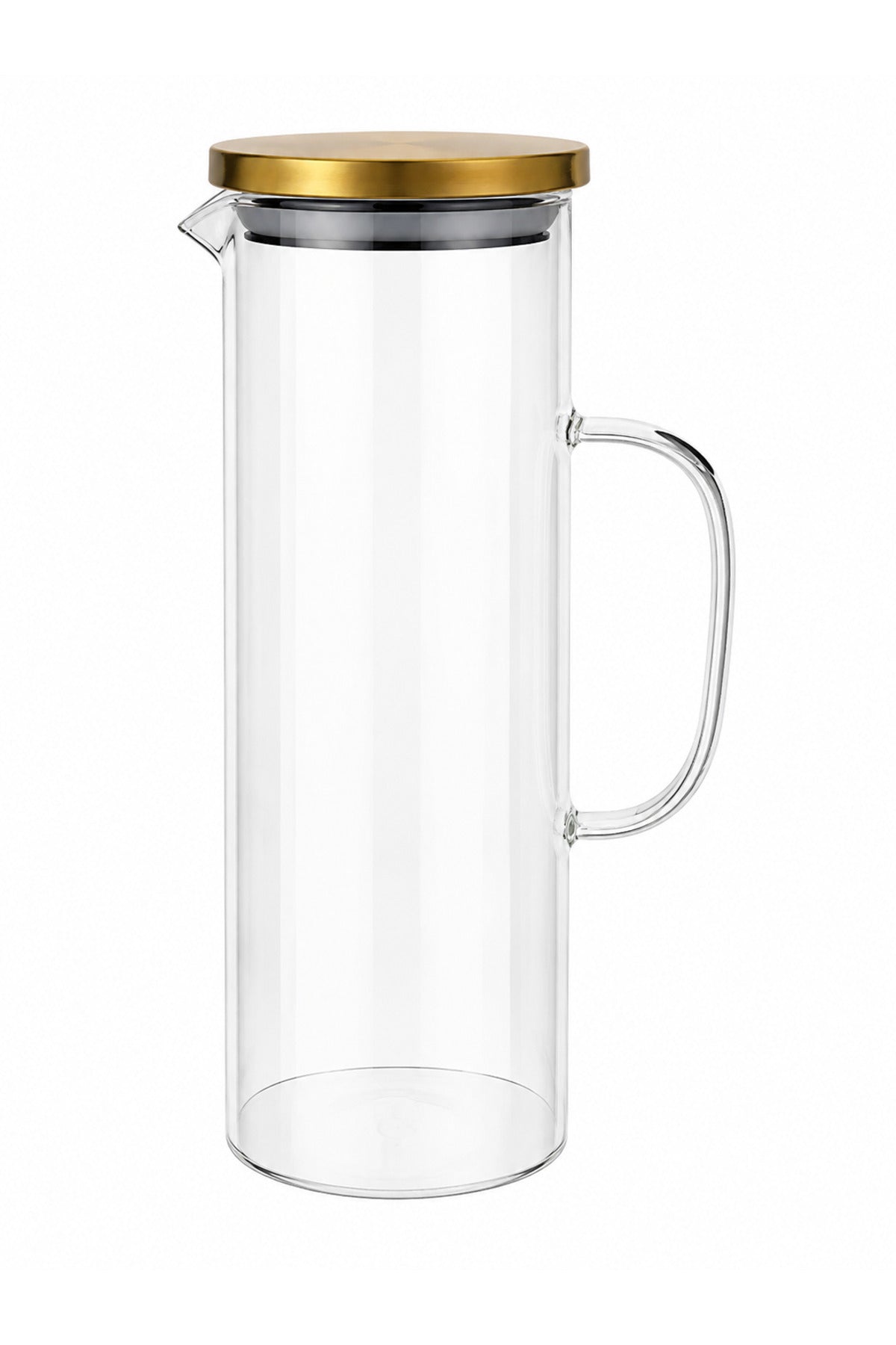 1,5 Litre Kapaklı Cam Sürahi – Şeffaf Modern Tasarım - Saydam
