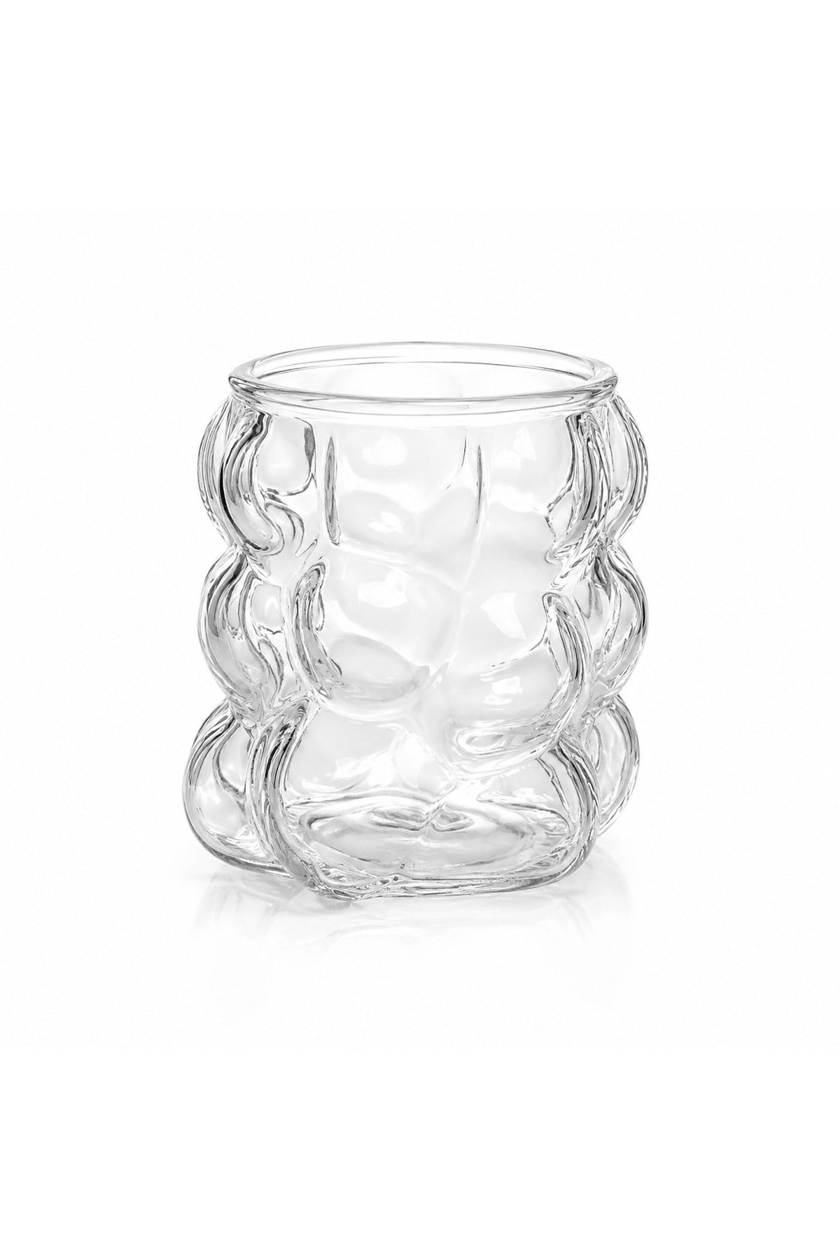 6’lı 90 ml Cam Kahve Yanı Bardağı Kabarcık Desenli Şeffaf Set - Saydam