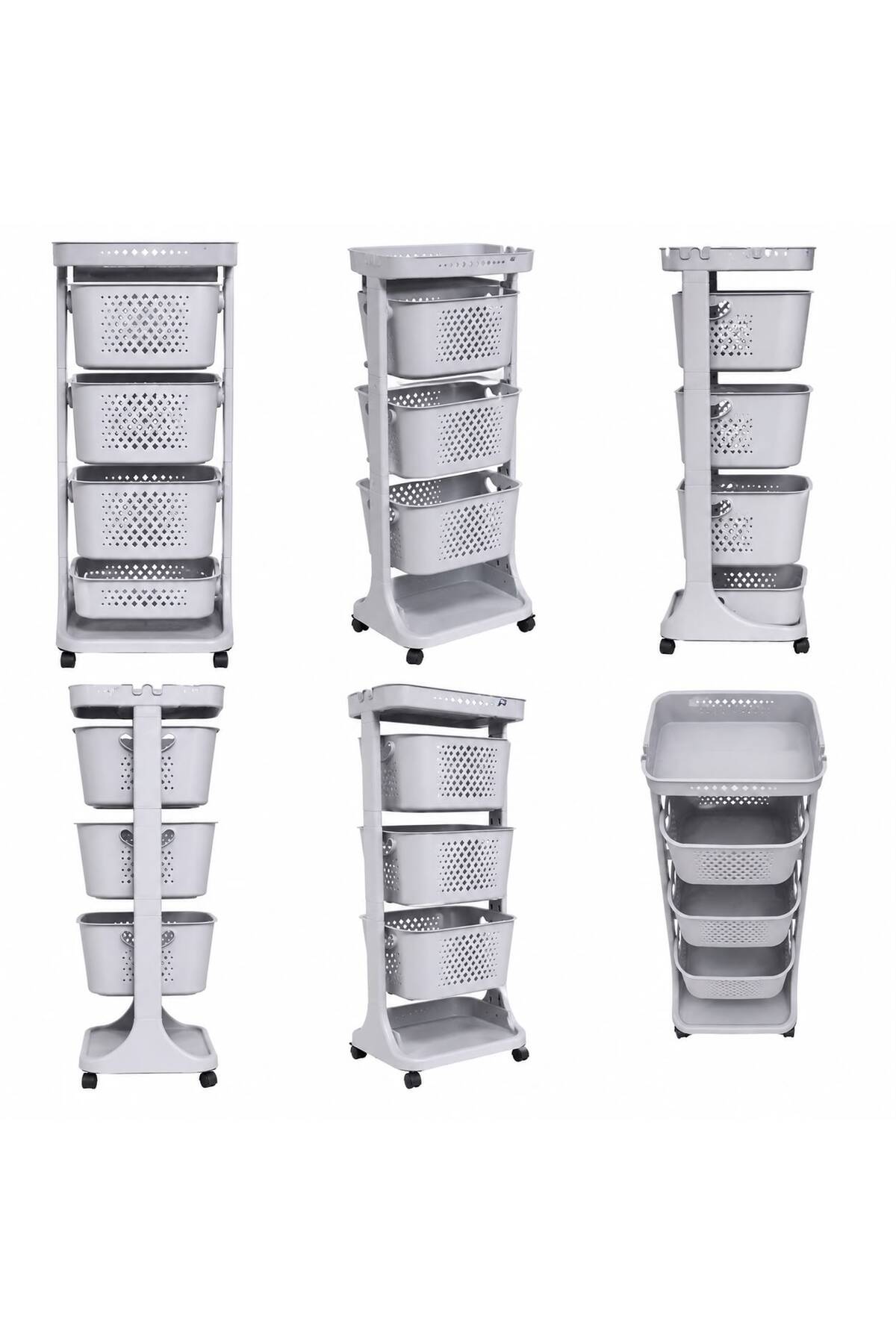 3+1 katlı Sepetli Organizer/Oyuncak Sepeti/Sebzelik/Düzenleyici - Beyaz