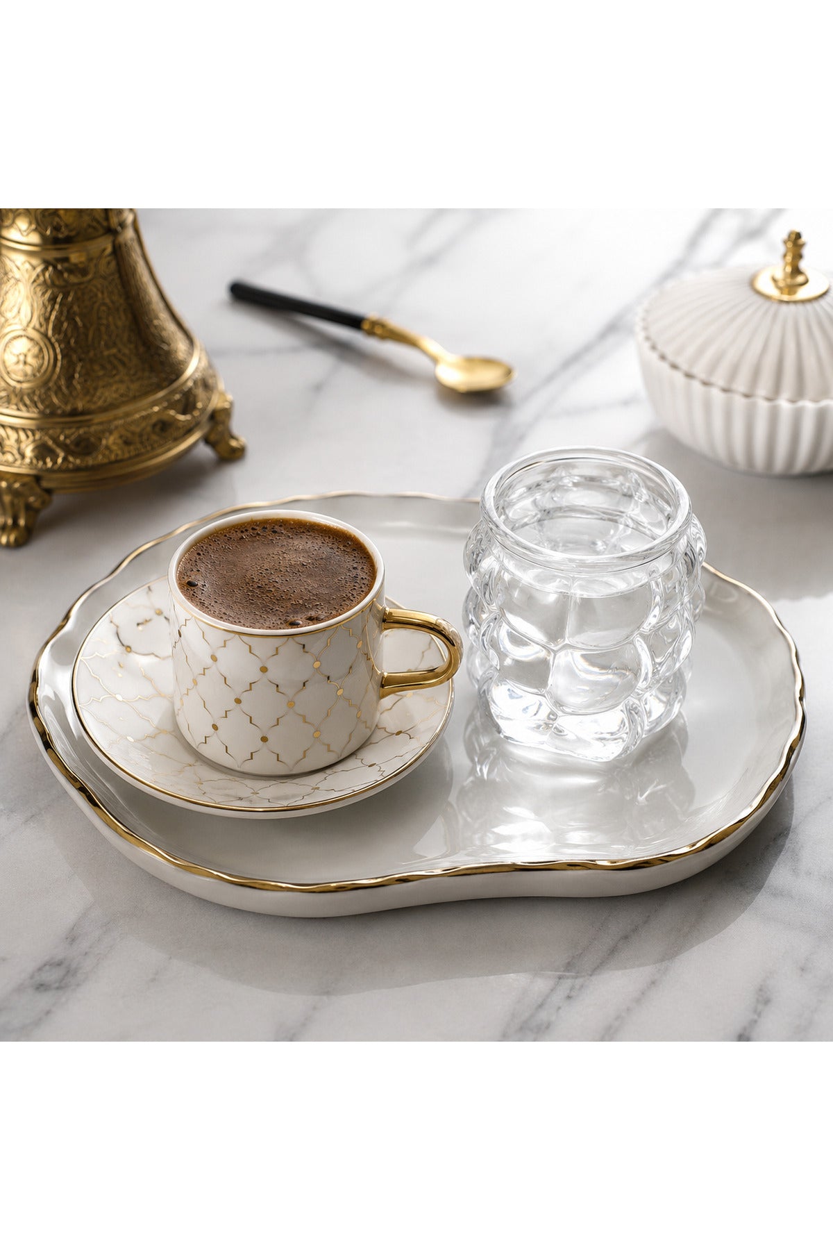 6’lı 90 ml Cam Kahve Yanı Bardağı Kabarcık Desenli Şeffaf Set - Saydam