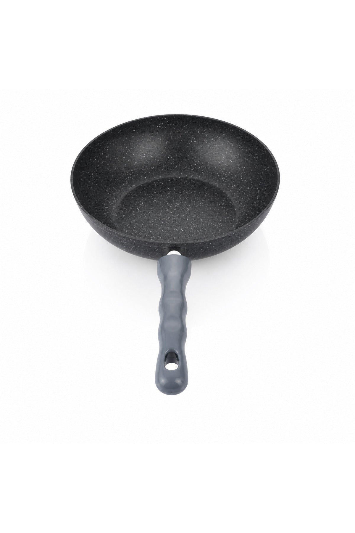 24 cm Granit Wok Tava – Gri Saplı Derin Pişirme Tavası