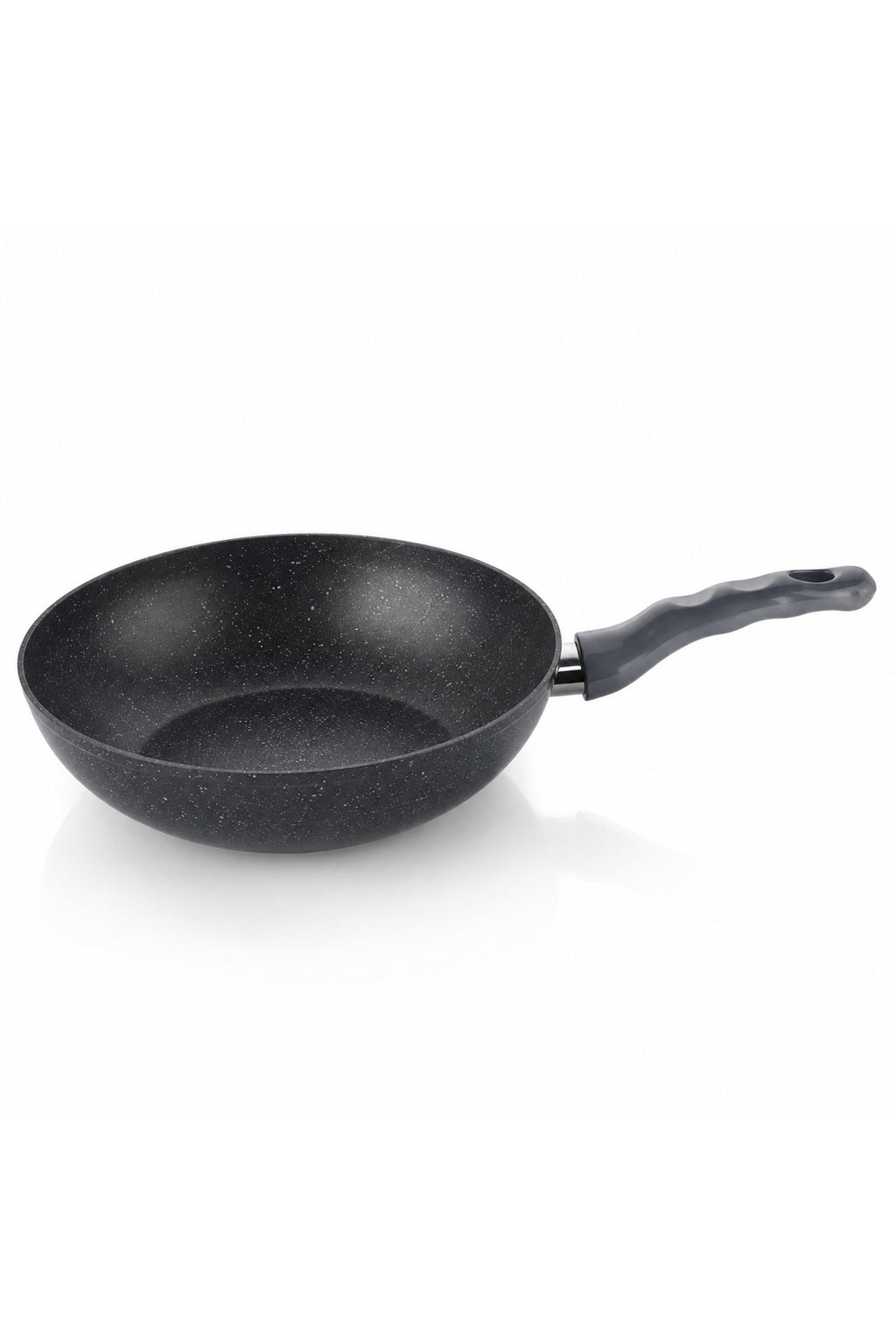 28 cm Granit Wok Tava – Gri Saplı Geniş ve Derin Pişirme Tavası