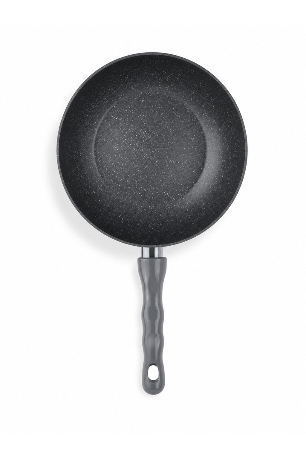28 cm Granit Wok Tava – Gri Saplı Geniş ve Derin Pişirme Tavası
